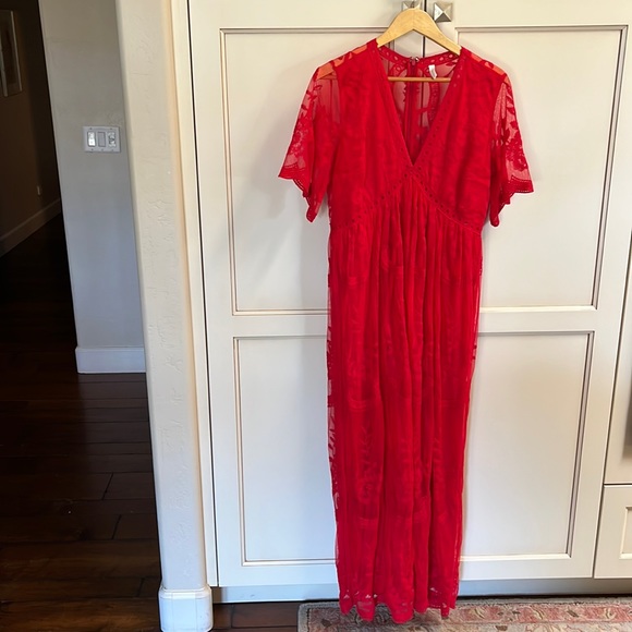 Pinkblush Red Lace Maxi Dress - Picture 1 of 6